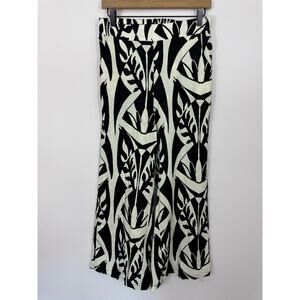 Rachel Zoe Black Cream Linen Blend Wide Leg Pants Size Small